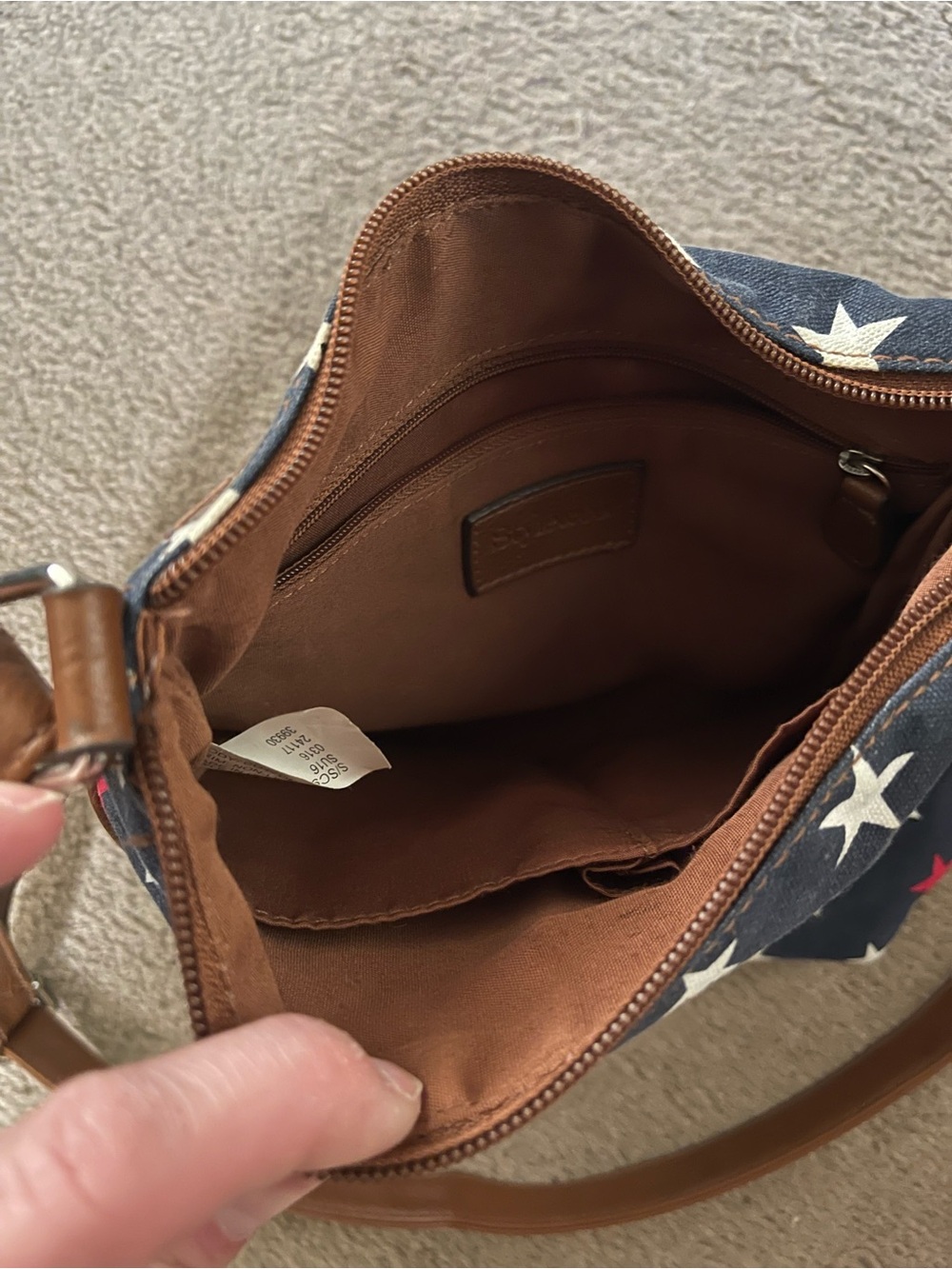 Style & Co Navy Star Crossbody Bag with Brown Trim - Picture 5 of 9